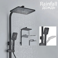 Colonne de Douche Réglable 73 à 116 cm avec Étagère, Noir, Chromé ou Doré