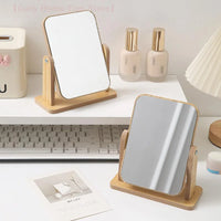 Miroir de Table Pivotant en Bois Rectangulaire, 17 x 22 ou 13 x 18 cm