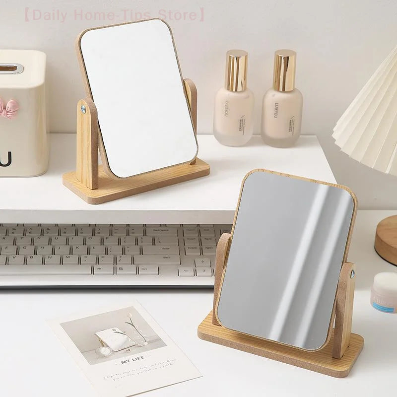 Miroir de Table Pivotant en Bois Rectangulaire, 17 x 22 ou 13 x 18 cm