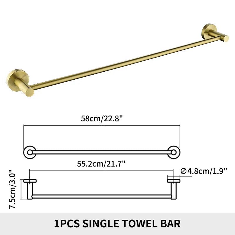 Accessoires Salle de Bain Inox Doré ou Chromé à Choisir