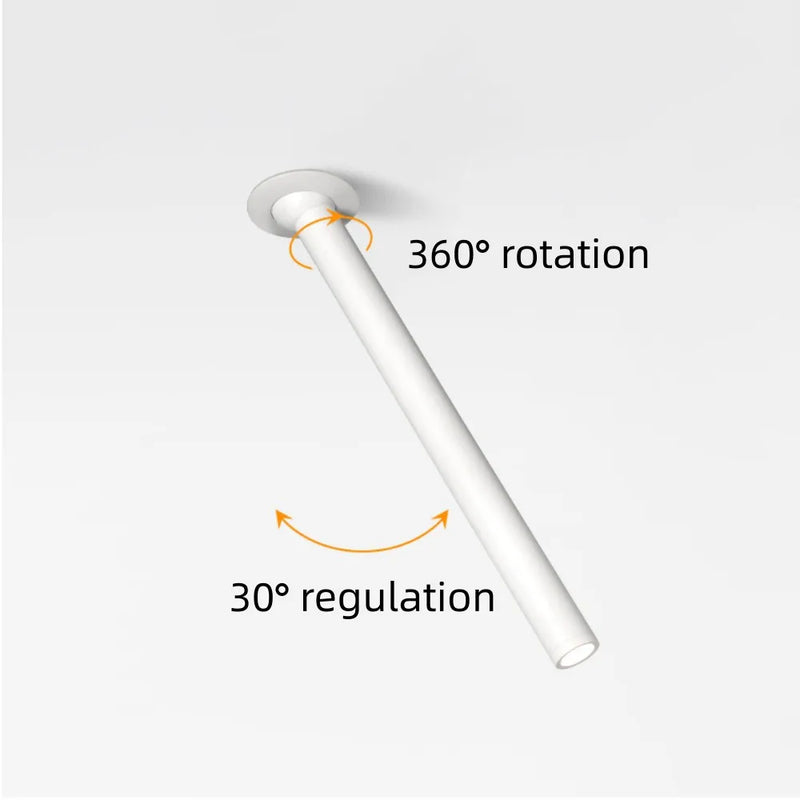Spot LED Encastrable Tube Long Orientable, Noir ou Blanc, 7 à 15 W