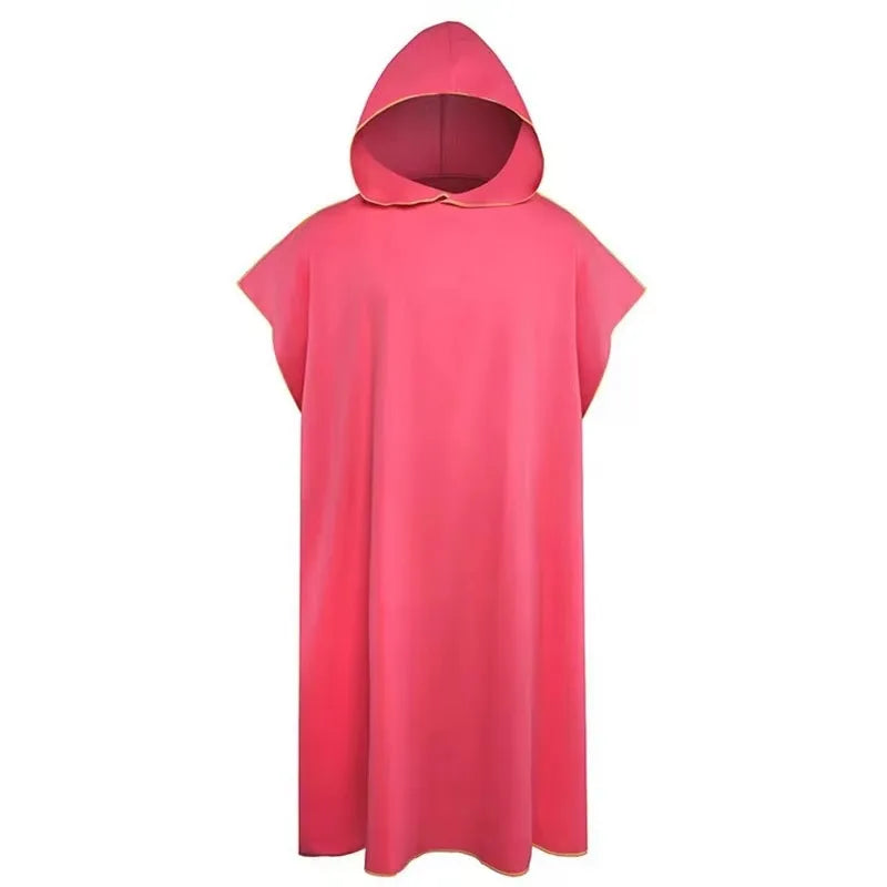 Peignoir Poncho de Bain Adulte à Capuche, Microfibre Séchage Rapide