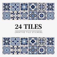 Autocollants Carrelage Adhésifs pour Crédence et Salle de Bain, 26 Motifs, Lot de 24