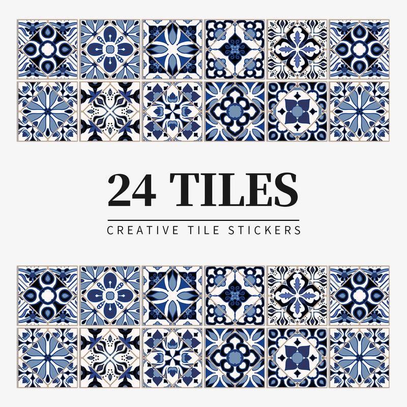 Autocollants Carrelage Adhésifs pour Crédence et Salle de Bain, 26 Motifs, Lot de 24