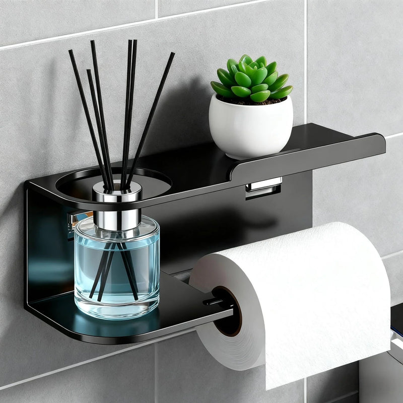 Porte-Papier Toilette Mural avec Étagère Rangement