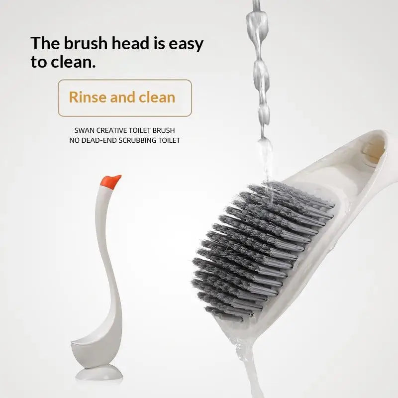 Brosse WC Cygne avec Support 45 cm, Blanc, Noir ou Bleu