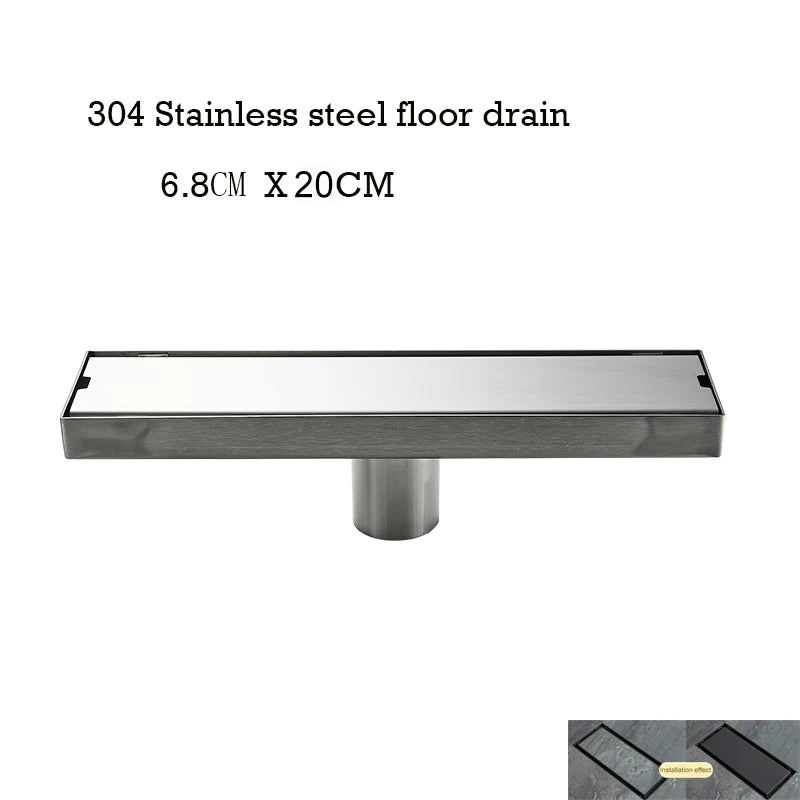 Caniveau de Douche Inox 304 Anti-Odeur, 20 à 100 cm