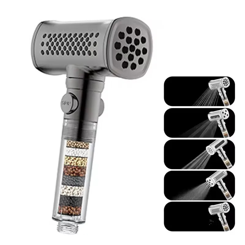 Pommeau de Douche 5 Modes à Billes Minérales, Accessoires à la Pièce