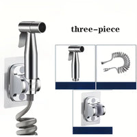 Robinet d'Angle Double Sortie, Douchette WC en Option, Noir Chromé Gris