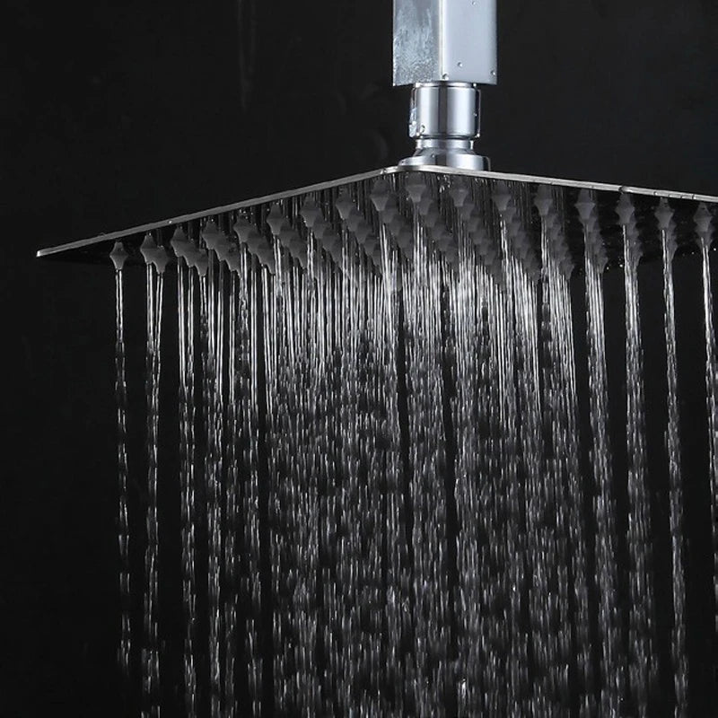 Pommeau de Douche Pluie Carré Inox Ultra-Mince, 15, 20, 25 ou 30 cm