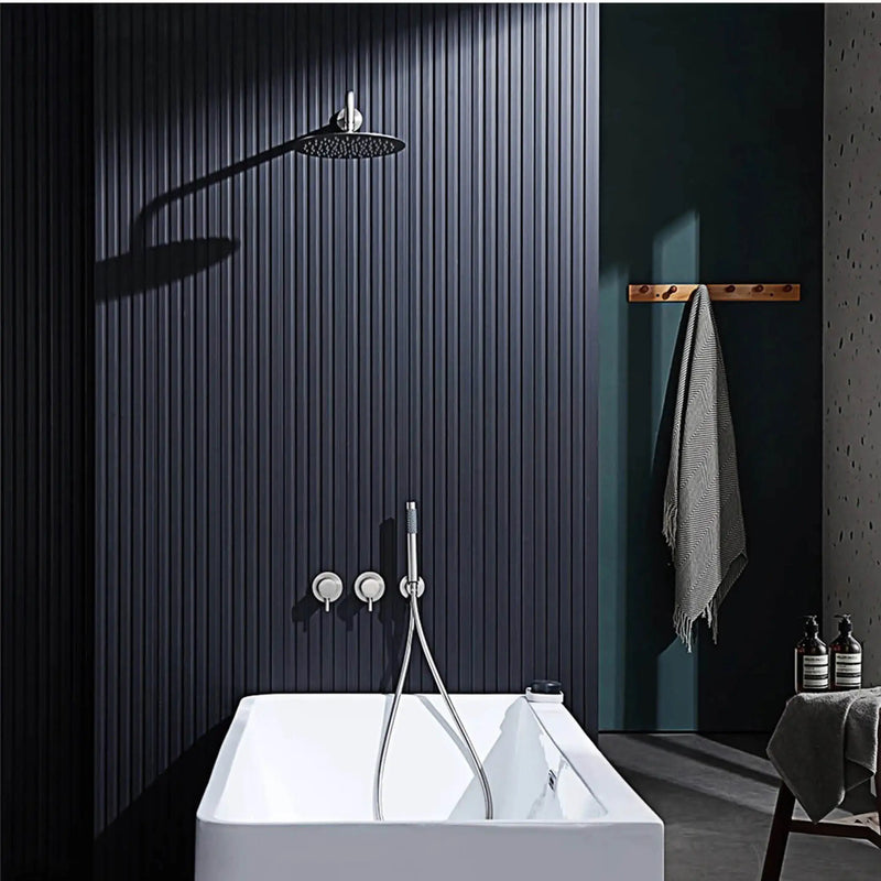 Douche Encastrable Laiton avec Pommeau Rond 25 cm et Douchette, 5 Finitions