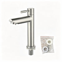 Robinet Lave-Main Surélevé Eau Froide Inox 304 Brossé pour Vasque à Poser