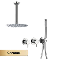 Douche Encastrable Laiton avec Pommeau Rond 25 cm et Douchette, 5 Finitions