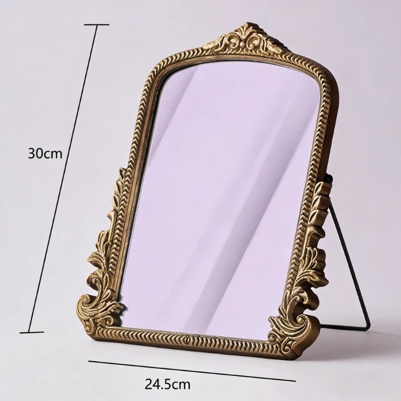 Miroir Baroque Doré Arqué à Poser, Style Vintage Français 24,5 x 30 cm