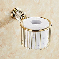 Accessoires Salle de Bain Doré à Cristal avec Gobelets Blancs, à la Pièce, 12 Articles