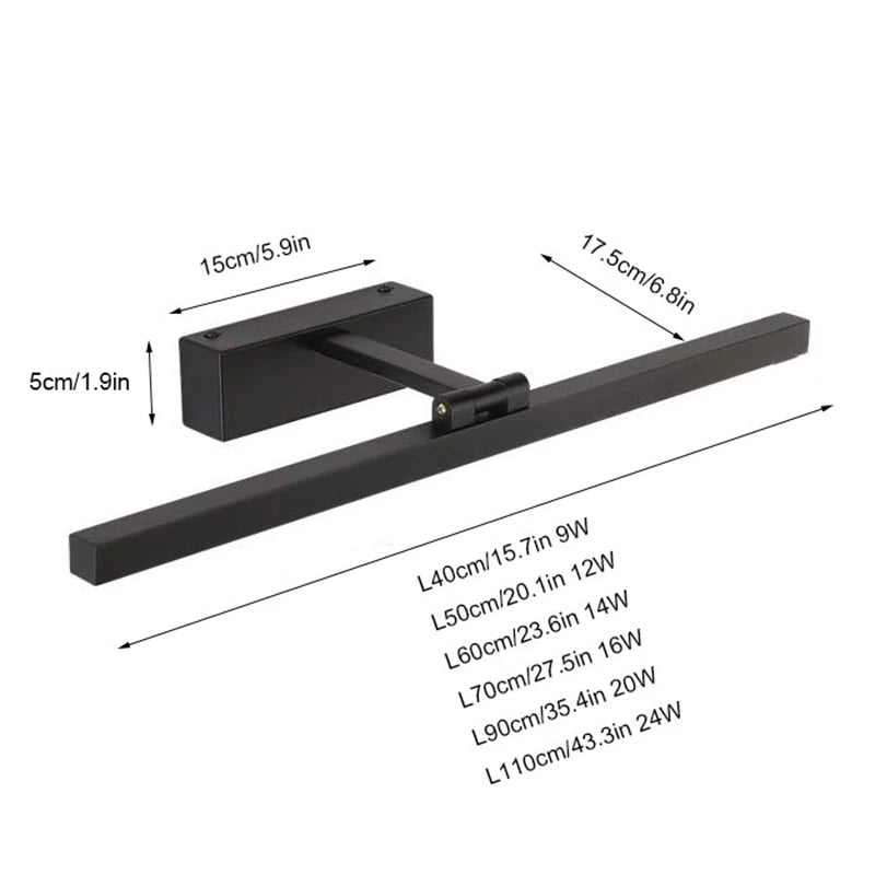 Applique Miroir Salle de Bain Noir et Blanc 40 à 110 cm