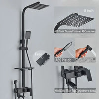 Colonne de Douche Réglable 73 à 116 cm avec Étagère, Noir, Chromé ou Doré