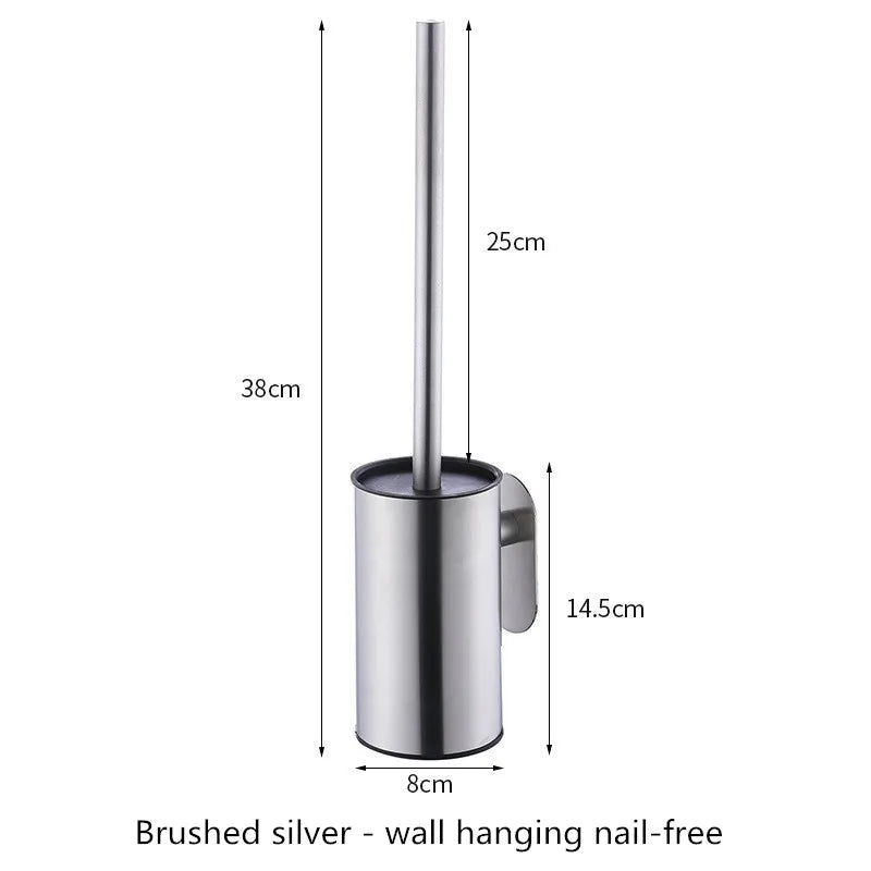 Brosse WC Ronde Inox avec Support, 7 Coloris