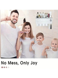 Porte-Brosse à Dents Mural avec Presse-Dentifrice, 2, 3 ou 4 Gobelets