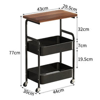 Chariot de Rangement Salle de Bain 3 Niveaux sur Roulettes 77 cm