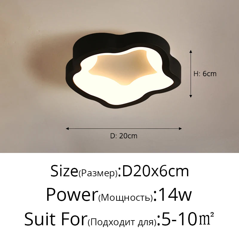 Plafonnier LED Cuisine Forme Organique Noir Blanc