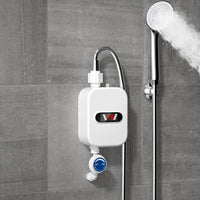 Mini Chauffe-Eau Instantané Électrique 3 500 W avec Douchette et Flexible Métallique