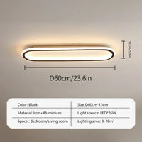 Plafonnier Cuisine LED Ovale Noir Moderne, 40, 60 ou 80 cm