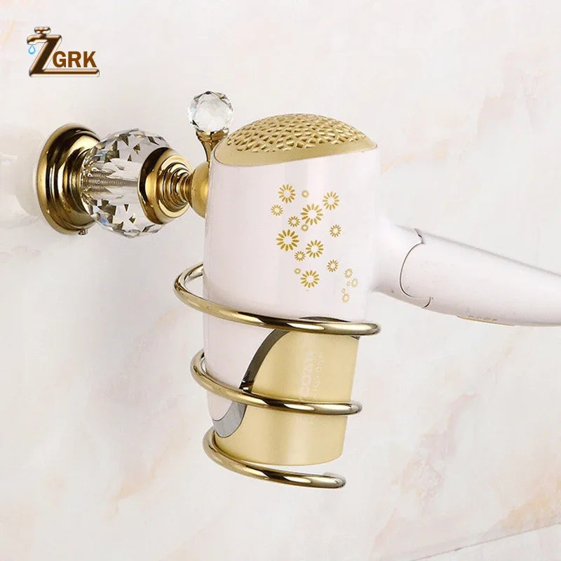 Accessoires Salle de Bain Dorés à Cristal en Laiton à la Pièce, 12 Articles