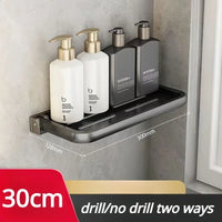 Étagère de Douche Murale Rabattable en Métal Étanche
