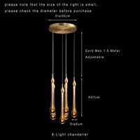 Suspension Cuisine Goutte d'Eau Cristal Doré LED, 1 à 10 Gouttes