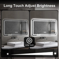 Miroir LED Salle de Bain Rectangulaire Anti-Buée 60x90 cm