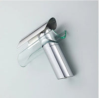 Mitigeur Lavabo Cascade Verre Chromé, Noir ou Nickel, Bec Court ou Haut