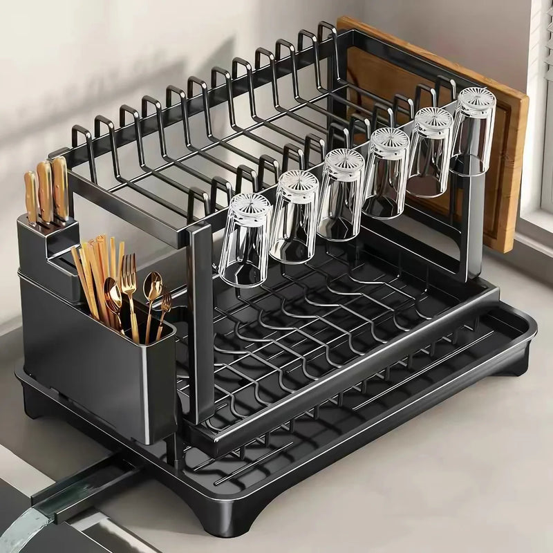 Égouttoir à Vaisselle Acier Carbone Noir, 1 ou 2 Niveaux, 5 Modèles
