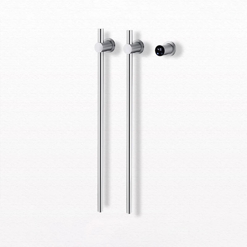 Sèche-Serviette Électrique Mural Vertical à Barres Rondes Inox 80 cm