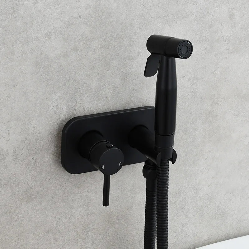 Douchette WC Mitigeur à Encastrer Platine Rectangulaire, 3 Finitions