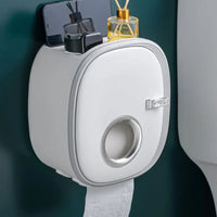 Porte-Papier Toilette Mural avec Tablette et Couvercle Sans Perçage