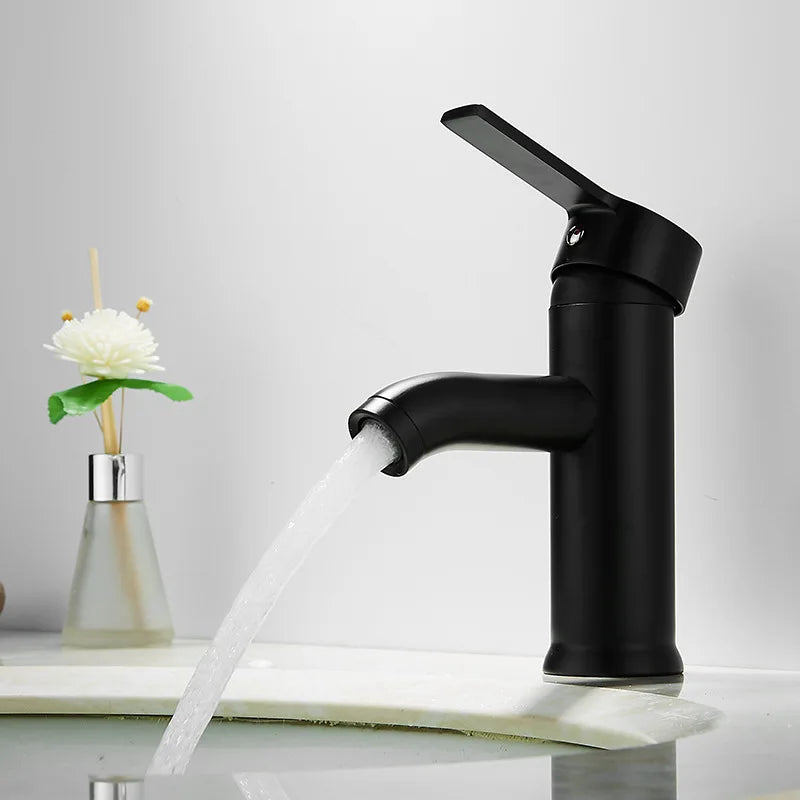 Mitigeur de Lavabo à Trou Unique en Acier Inoxydable