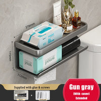 Porte-Papier Toilette Mural Aluminium avec Tablette, Noir ou Gris Anthracite