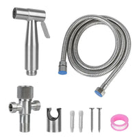 Douchette WC Kit Inox Robinet à Deux Trous