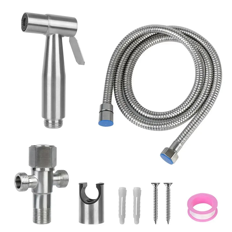 Douchette WC Kit Inox Robinet à Deux Trous