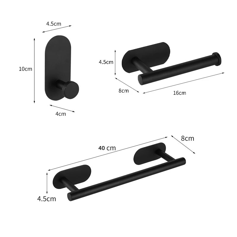 Accessoires Salle de Bain Sans Perçage à la Pièce ou en Ensemble, 3 Finitions