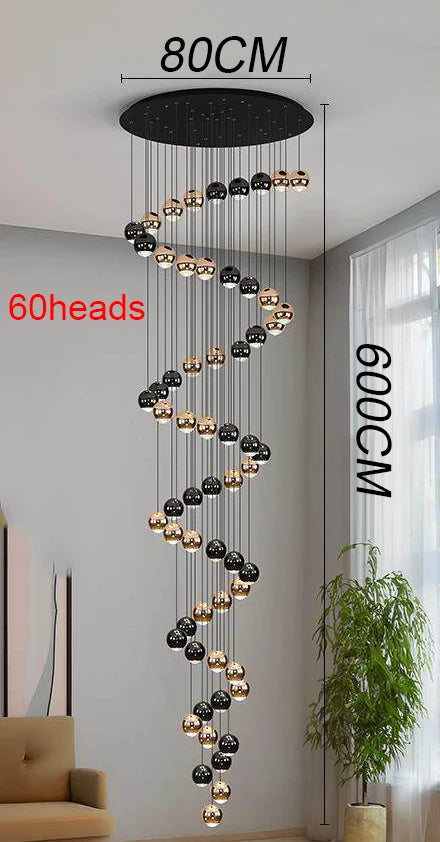 Suspension Cuisine LED à Boules Noires et Dorées, 9 à 60 Lampes