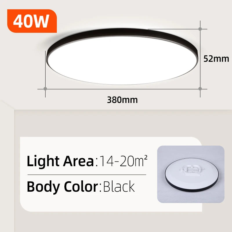 Plafonnier LED Salle de Bain Bois, Puissance et Teinte au Choix