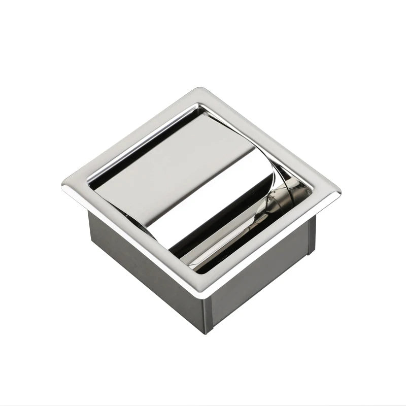 Porte-Papier Toilette Encastré Inox 304 Noir Mat ou Chromé avec Rabat