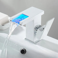 Mitigeur Lavabo Cascade LED Noir, Blanc ou Chromé, Bas ou Haut