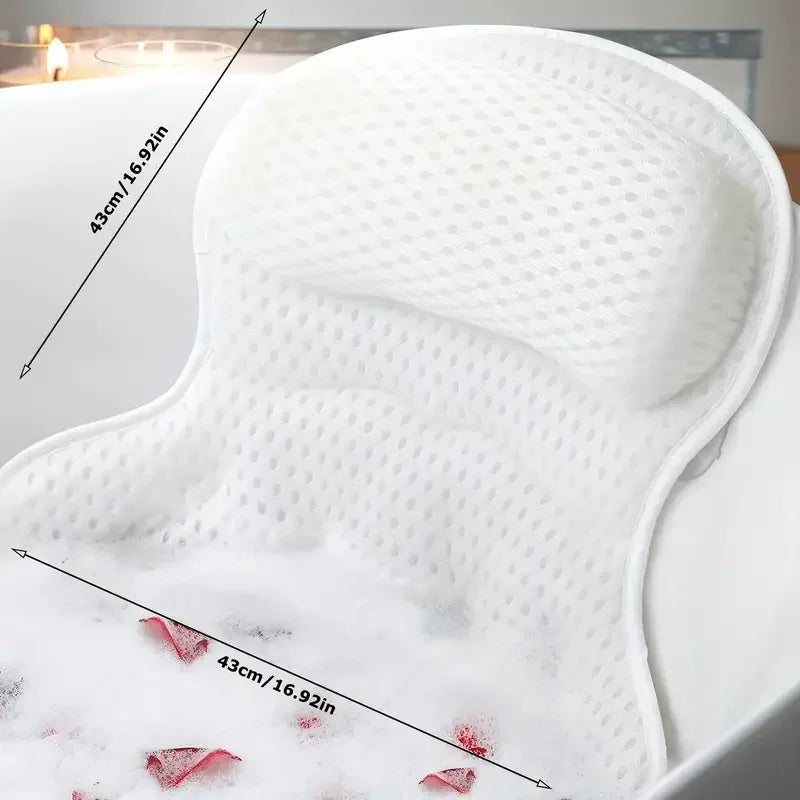 Oreiller de Baignoire Ergonomique Maille 4D Ventouses