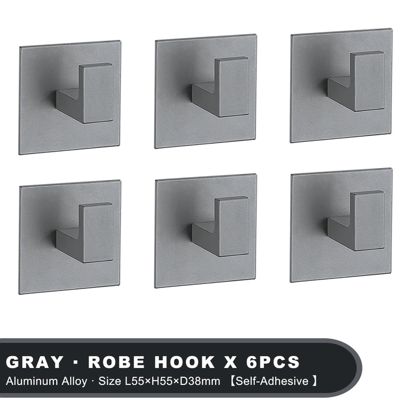 Patère Adhésive Sans Perçage Aluminium 1 à 6 Pièces