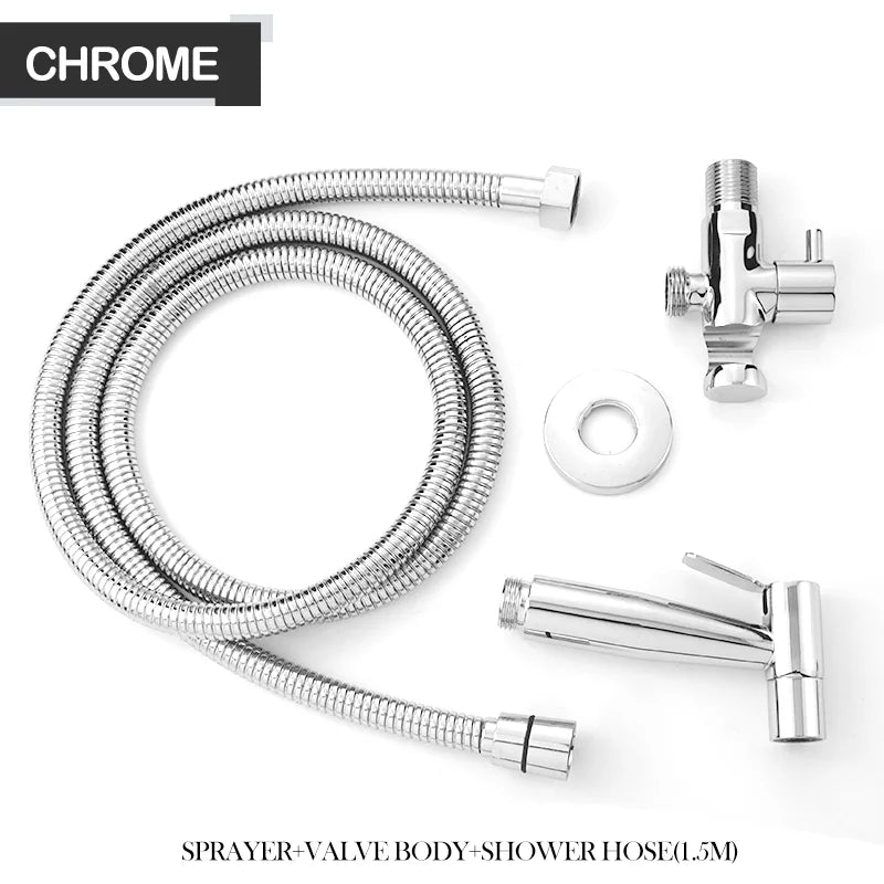 Douchette WC Kit Vanne et Flexible ou Pièces Seules, 4 Finitions