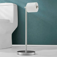 Porte-Papier Toilette sur Pied Inox 304 Brossé, 52 cm, Base Ronde 20 cm