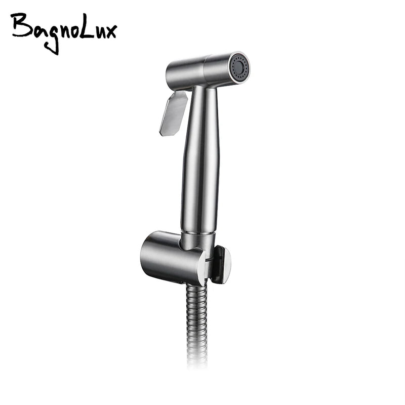 Douchette WC Murale Valve Céramique Noir et Nickel